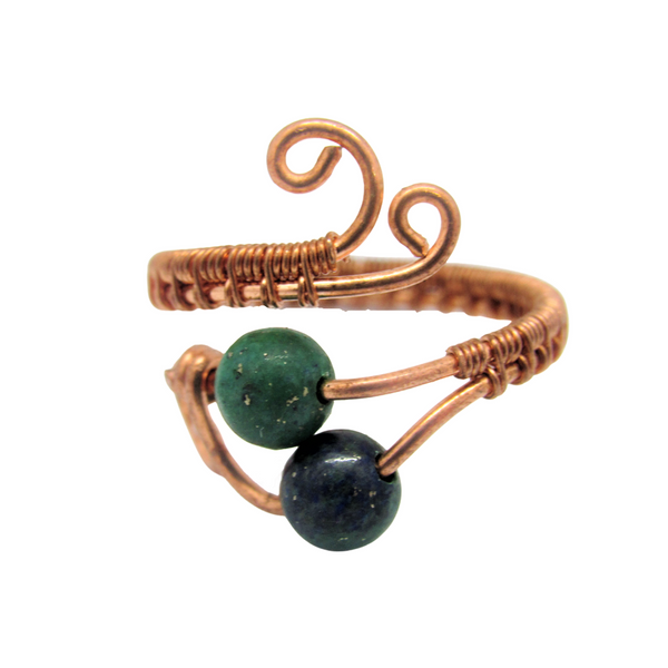 Chrysocolla & Copper Wire Wrapped Ring