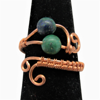 Chrysocolla & Copper Wire Wrapped Ring