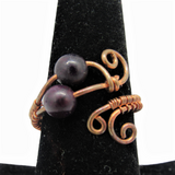 Garnet & Copper Wire Wrapped Ring