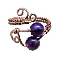 Amethyst Copper Wire Wrapped Ring
