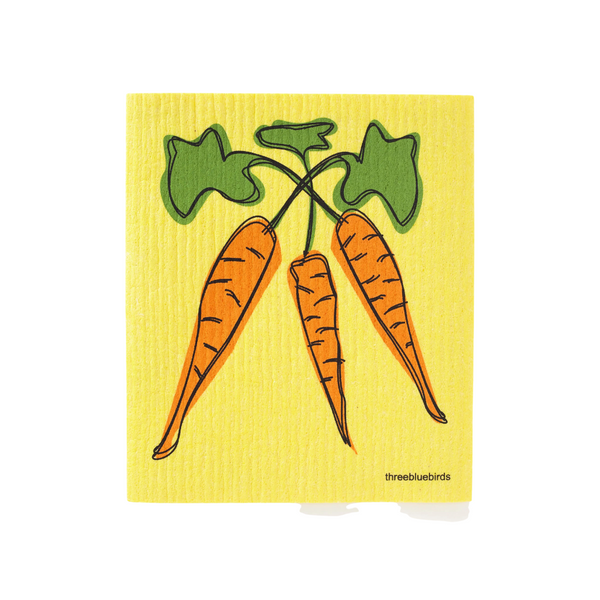 Carrots on Yellow Swedish Dishcloth