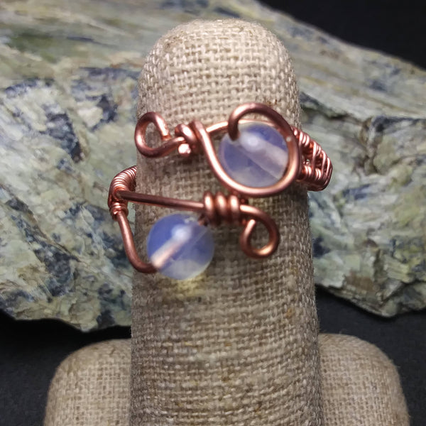 Opal Ring- Wire-wrapped Copper