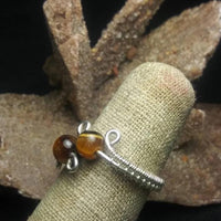 Tiger's Eye & Sterling Silver Ring -  Wire-wrapped