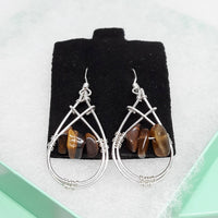 Tiger's Eye Earrings & Ring Set, Wire-wrapped Sterling Silver
