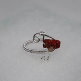 Red Jasper Earrings & Ring Set, Wire-wrapped Sterling Silver