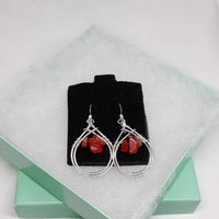 Red Jasper Earrings & Ring Set, Wire-wrapped Sterling Silver